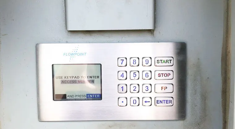 Flowpoint automated bulk water dispensing station with custom access panel