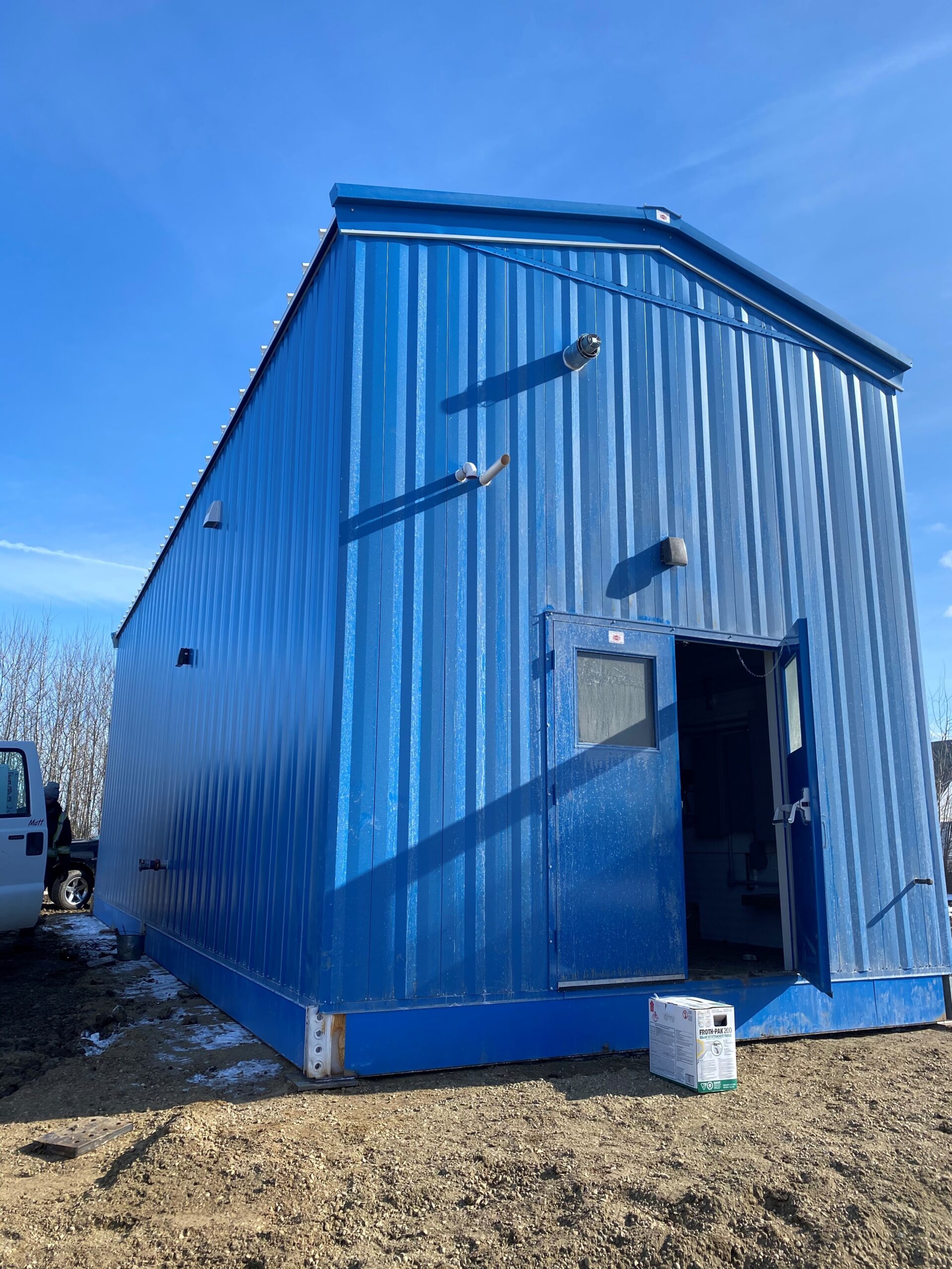 Blue metal panel custom exterior