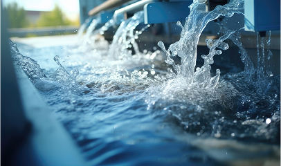 Water flowing in a water treatment facility